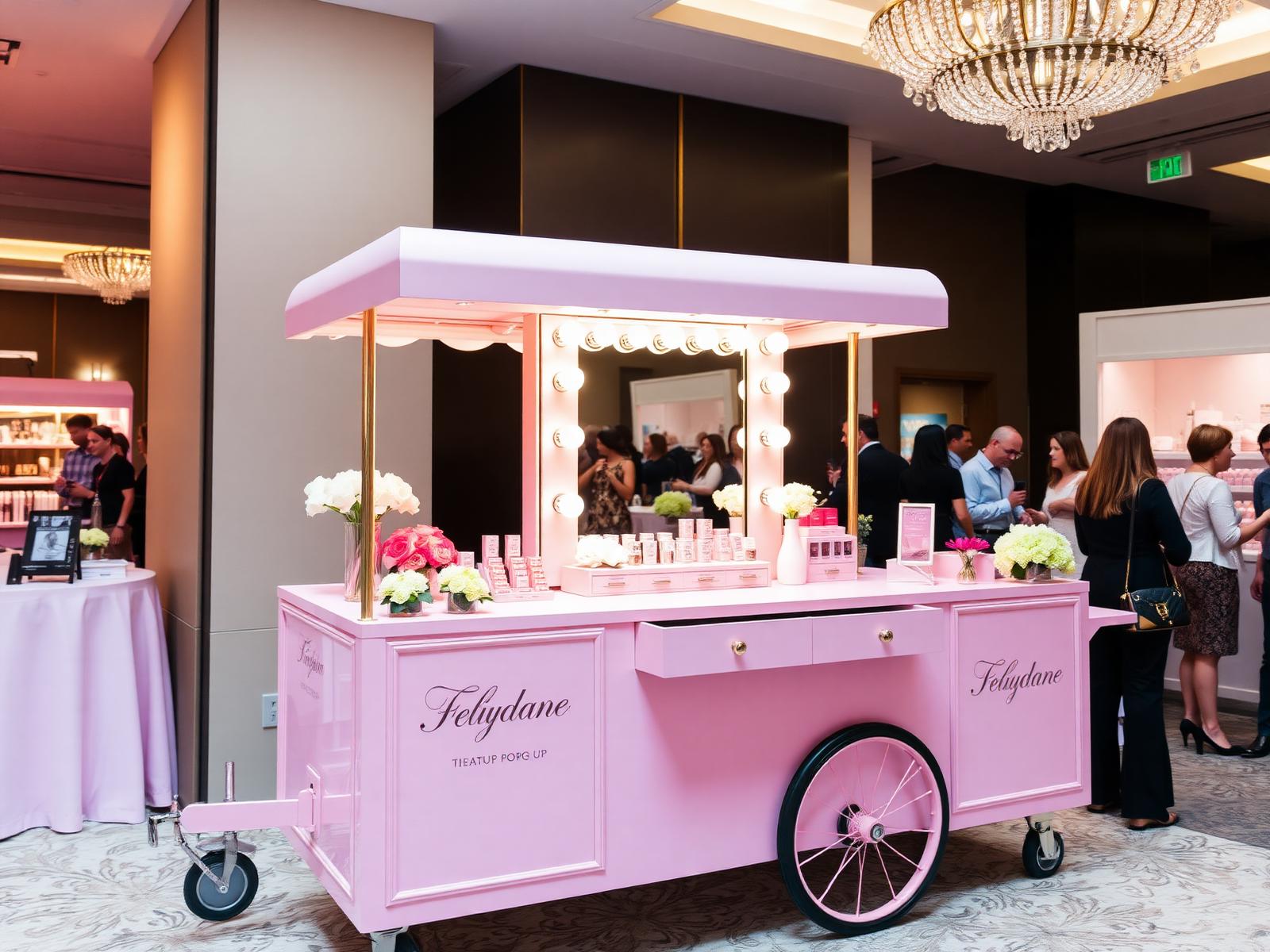 The Aerii Beauty pop-up cart at an event